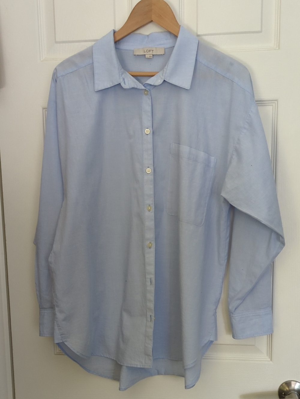 LOFT Light Blue Classic Button-Down Shirt